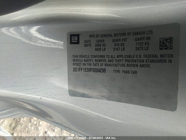 Chevrolet CAMARO LT 2015 2G1FF1E38F9304296 Image 9