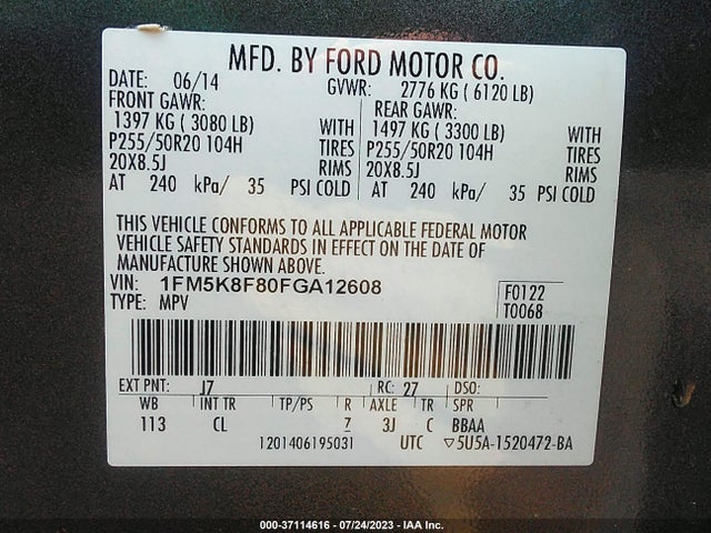 Ford Explorer Limited 2015 1FM5K8F80FGA12608 Image 9