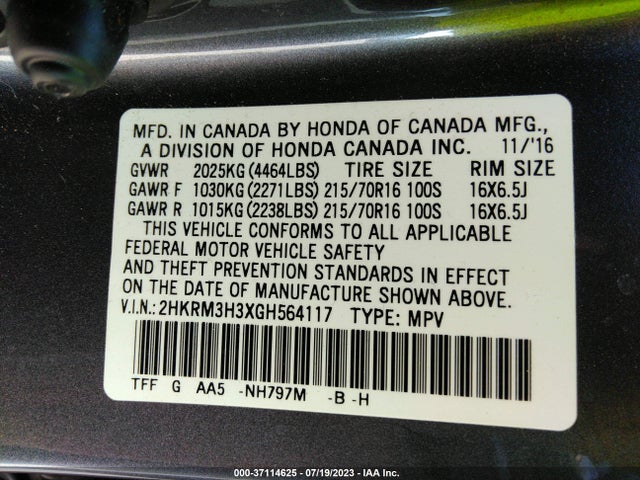 Honda CR-V LX 2016 2HKRM3H3XGH564117 Image 9