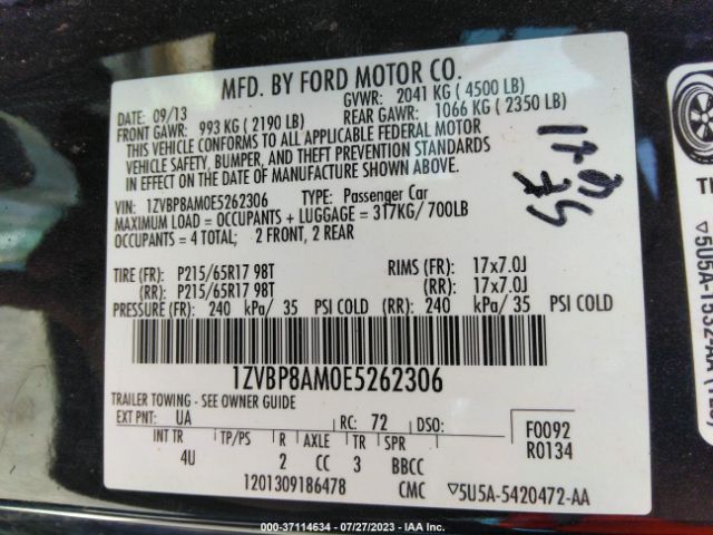 1ZVBP8AM0E5262306 Ford Mustang V6
