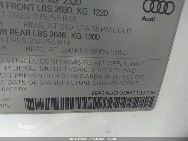 WA1AUCF30M1133136 Audi Q3 PREMIUM
