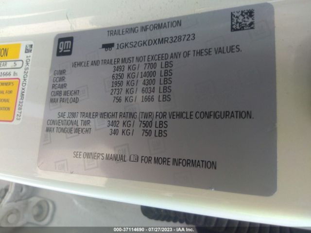 1GKS2GKDXMR328723 GMC Yukon Xl Slt