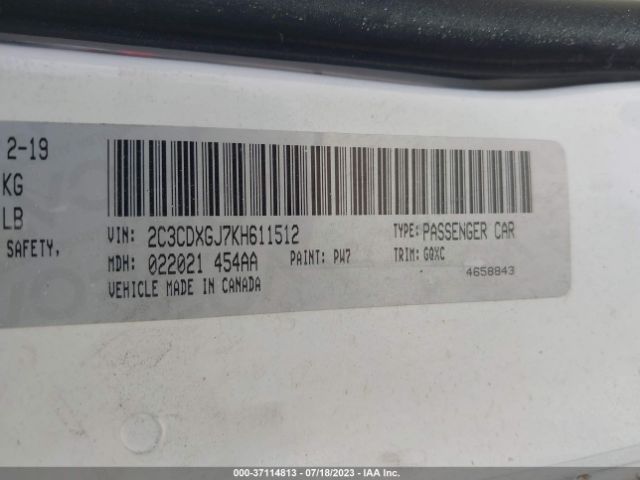 2C3CDXGJ7KH611512 Dodge Charger Scat Pack