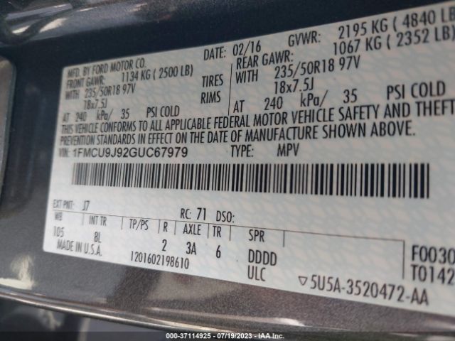 1FMCU9J92GUC67979 Ford Escape Titanium