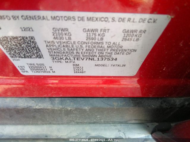 3GKALTEV7NL137534 GMC Terrain Sle