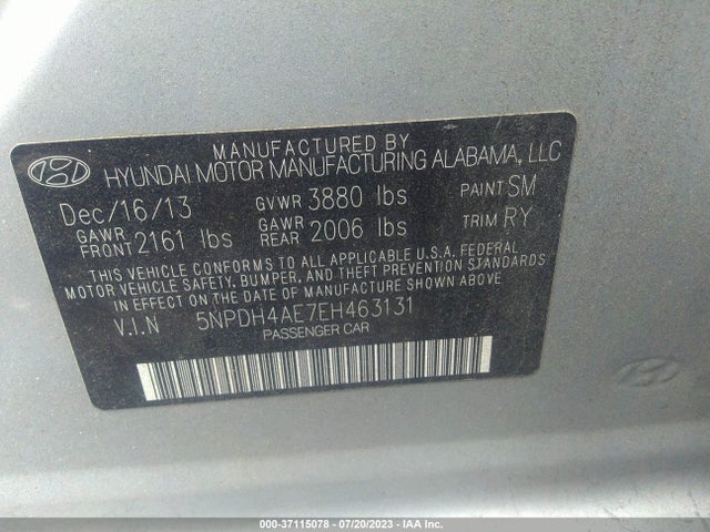 Hyundai Elantra Limited 2014 5NPDH4AE7EH463131 Image 9
