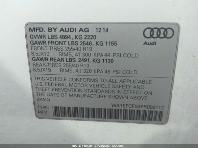 WA1EFCFS3FR009112 Audi Q3 2.0t Premium Plus