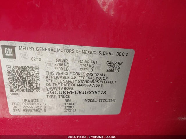 Chevrolet Silverado 1500 Lt 2018 3GCUKREC8JG338178 Image 15