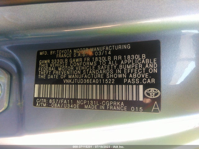 Toyota Yaris L/le 2014 VNKJTUD36EA011522 Image 15
