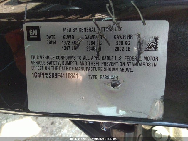 Buick Verano 2015 1G4PP5SK9F4110841 Image 9