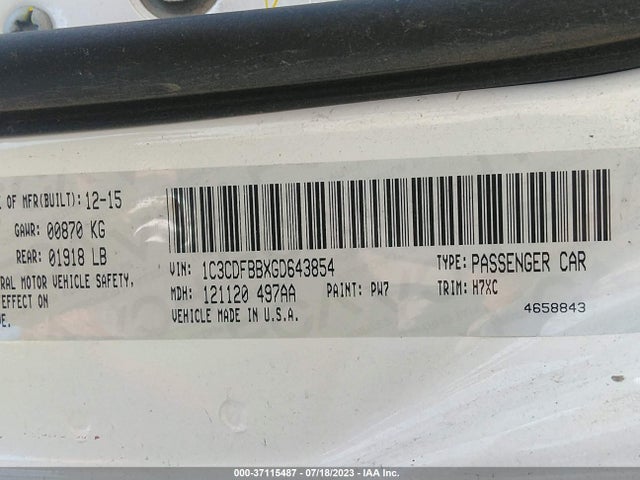 Dodge DART SXT 2016 1C3CDFBBXGD643854 Image 9