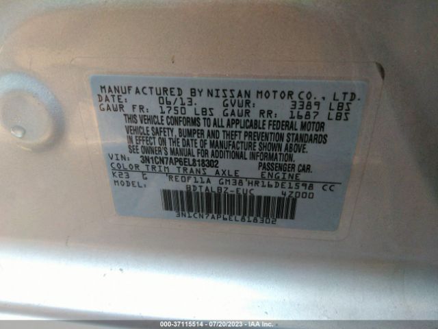 3N1CN7AP6EL818302 Nissan VERSA SV