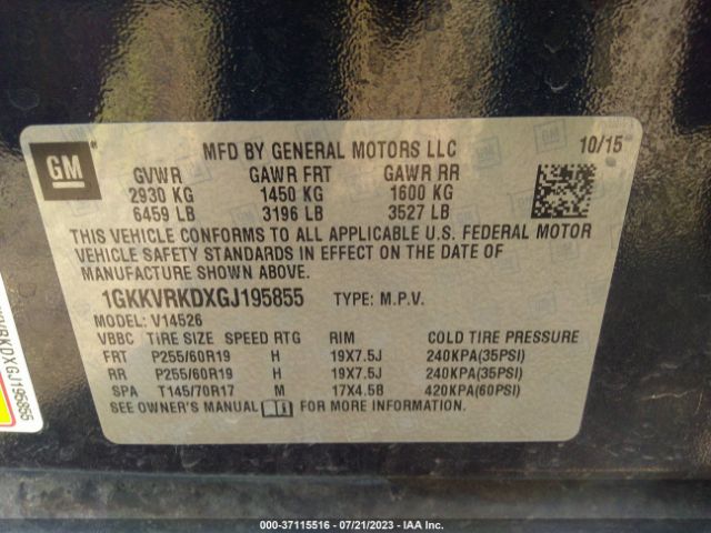 1GKKVRKDXGJ195855 GMC ACADIA SLT