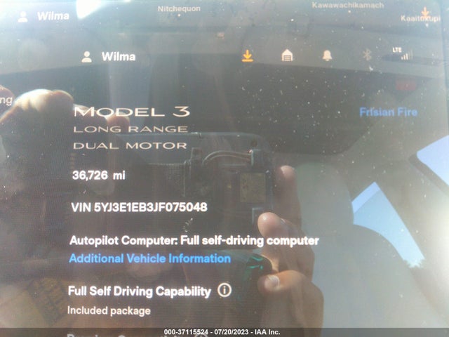 5YJ3E1EB3JF075048 Tesla Model 3 Long Range Battery
