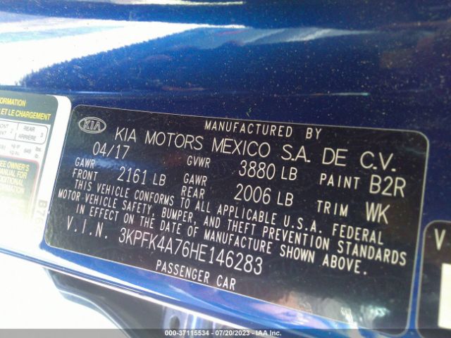 3KPFK4A76HE146283 KIA FORTE LX