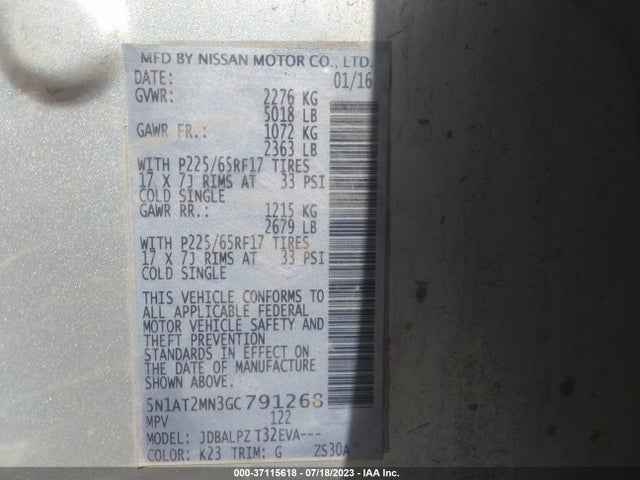 Nissan ROGUE S 2016 5N1AT2MN3GC791268 Image 9