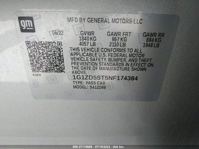 Chevrolet MALIBU LT 2022 1G1ZD5ST5NF174384 Image 9