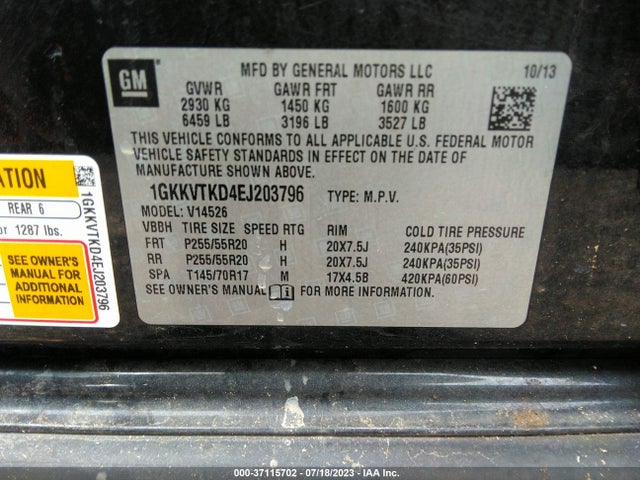 GMC Acadia Denali 2014 1GKKVTKD4EJ203796 Image 9