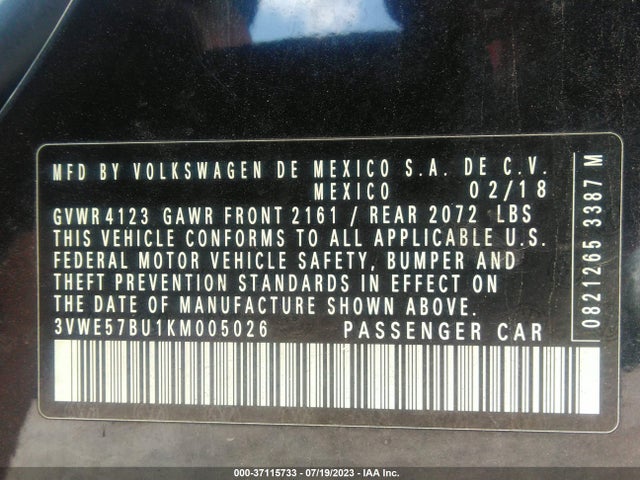 3VWE57BU1KM005026 Volkswagen JETTA SEL