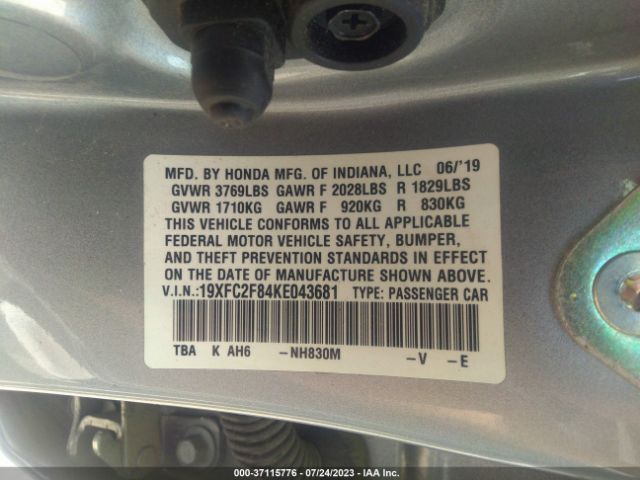 19XFC2F84KE043681 Honda Civic Sedan Sport