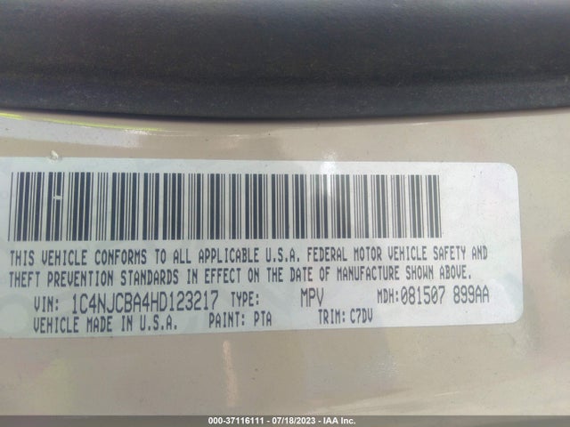 1C4NJCBA4HD123217 Jeep Compass Sport