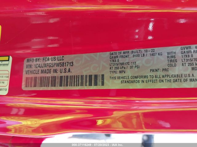 1C4JJXFG5PW581713 Jeep Wrangler Rubicon