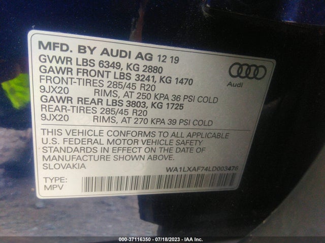 WA1LXAF74LD003476 Audi Q7 Premium Plus