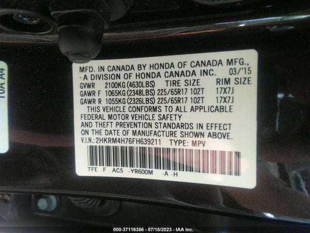 Honda Cr-v Ex-l 2015 2HKRM4H76FH639211 Image 9