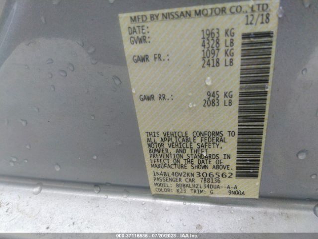1N4BL4DV2KN306562 Nissan Altima 2.5 Sv