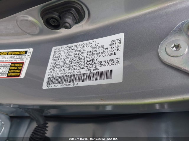 Honda CR-V EX 2022 5J6RW1H5XNA017234 Image 9