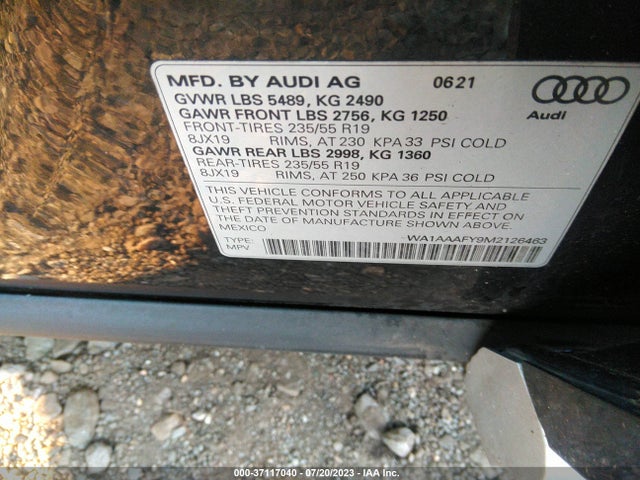 WA1AAAFY9M2126463 Audi Q5 PREMIUM