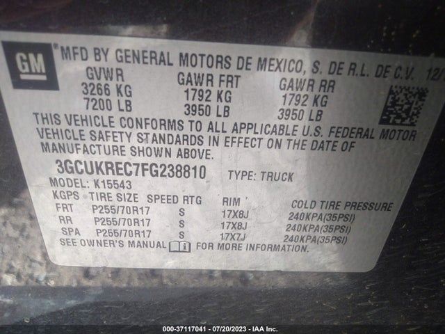 Chevrolet Silverado 1500 Lt 2015 3GCUKREC7FG238810 Image 9