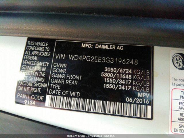 WD4PG2EE3G3196248 Mercedes-Benz METRIS PASSENGER VAN