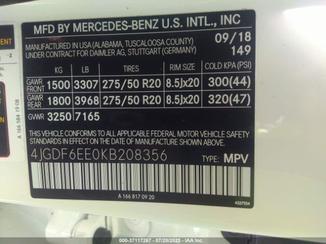 4JGDF6EE0KB208356 Mercedes-Benz Gls Gls 450