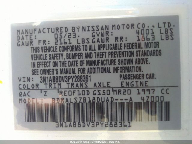 3N1AB8DV3PY288361 Nissan SENTRA SR
