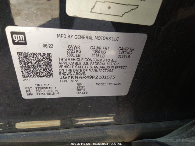 1GYKNAR49PZ101575 Cadillac Xt5 Fwd Luxury