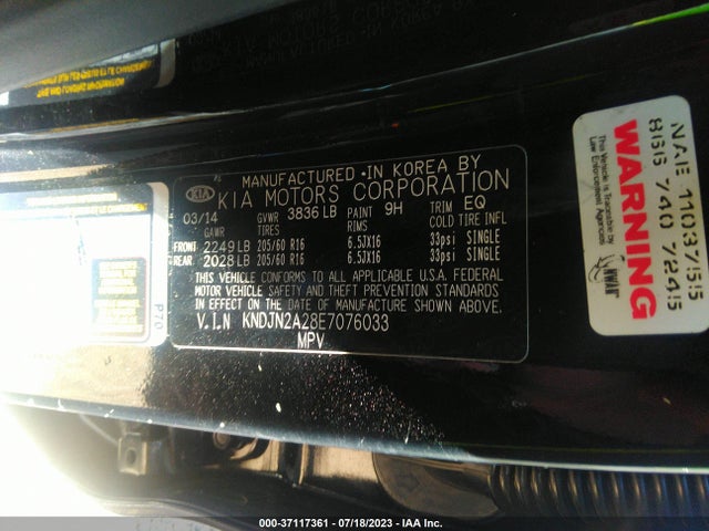 KIA Soul Base 2014 KNDJN2A28E7076033 Image 10