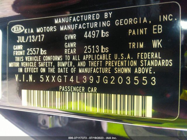 5XXGT4L39JG203553 KIA Optima S