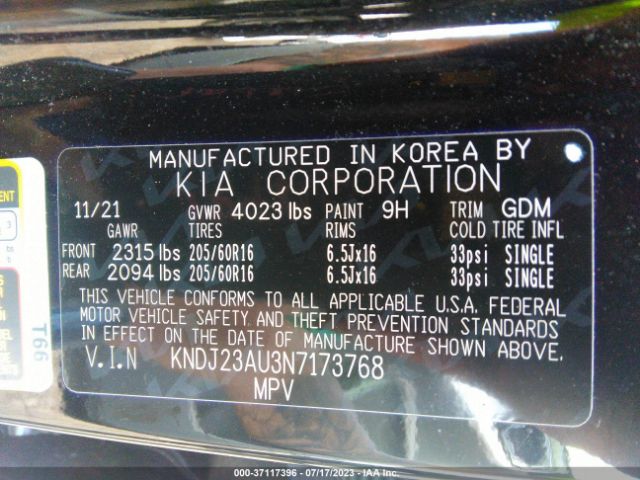 KNDJ23AU3N7173768 KIA SOUL LX