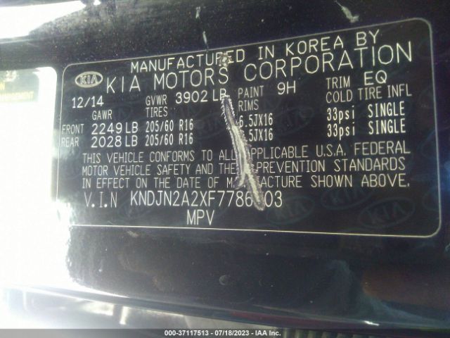 KNDJN2A2XF7786603 KIA Soul Base