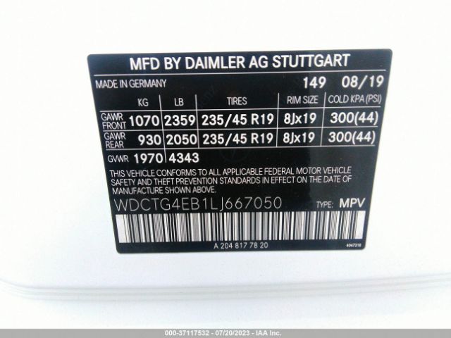 WDCTG4EB1LJ667050 Mercedes-Benz Gla Gla 250