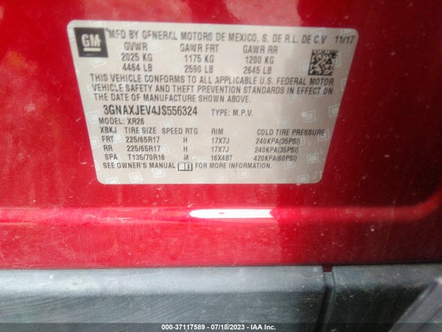 Chevrolet EQUINOX LT 2018 3GNAXJEV4JS556324 Image 9