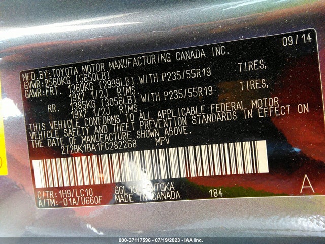 Lexus RX 350 2015 2T2BK1BA1FC282268 Image 9