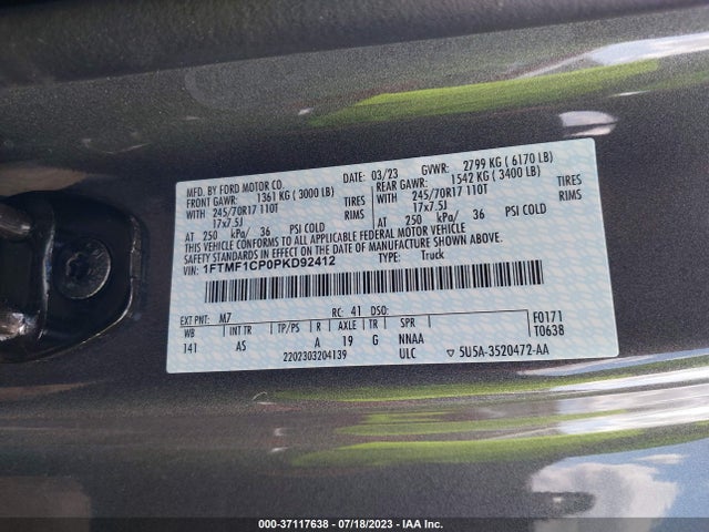 Ford F-150 Xl 2023 1FTMF1CP0PKD92412 Image 9
