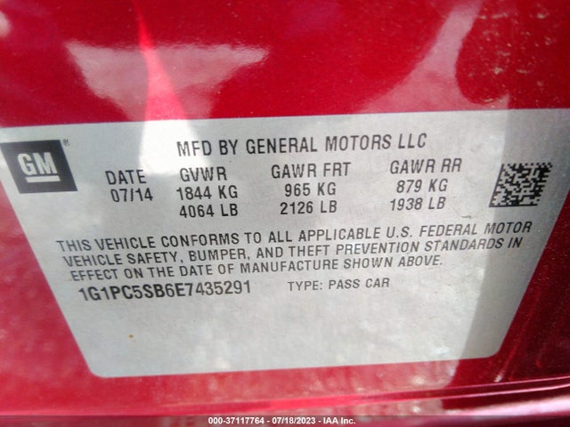 Chevrolet Cruze 1lt 2014 1G1PC5SB6E7435291 Image 16