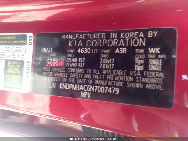 KNDPM3AC6N7007479 KIA Sportage Lx