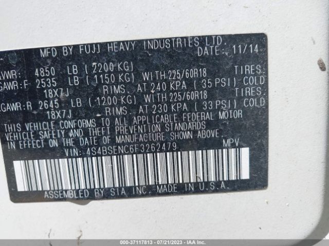 4S4BSENC6F3262479 Subaru Outback 3.6r Limited
