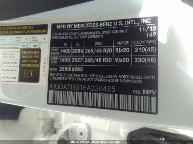 4JGDA5HB1EA330485 Mercedes-Benz M-class Ml 350