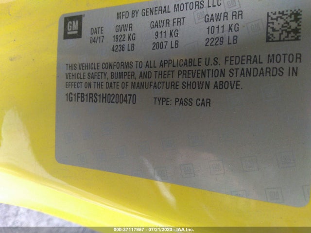 Chevrolet Camaro 1lt 2017 1G1FB1RS1H0200470 Image 9