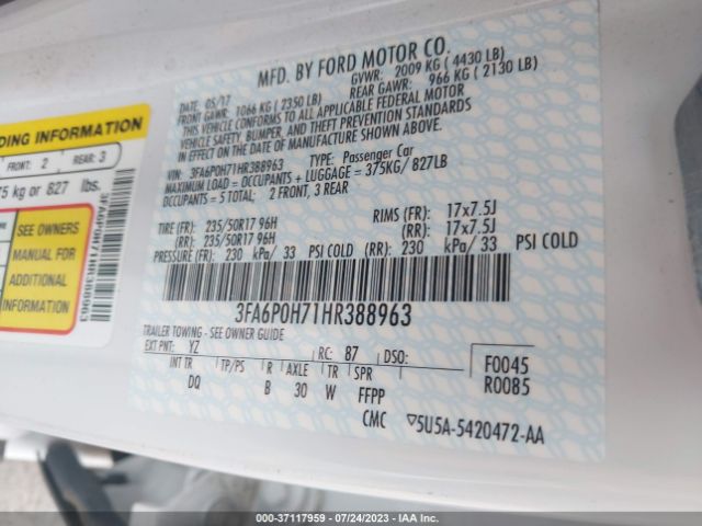 3FA6P0H71HR388963 Ford FUSION SE